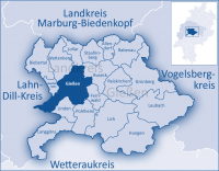 Karte: Lage des Landkreises Gießen in Hessen